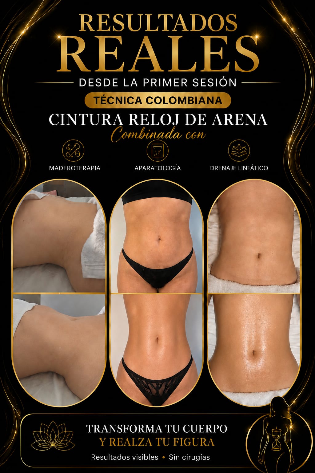Resultados reales cintura reloj de arena